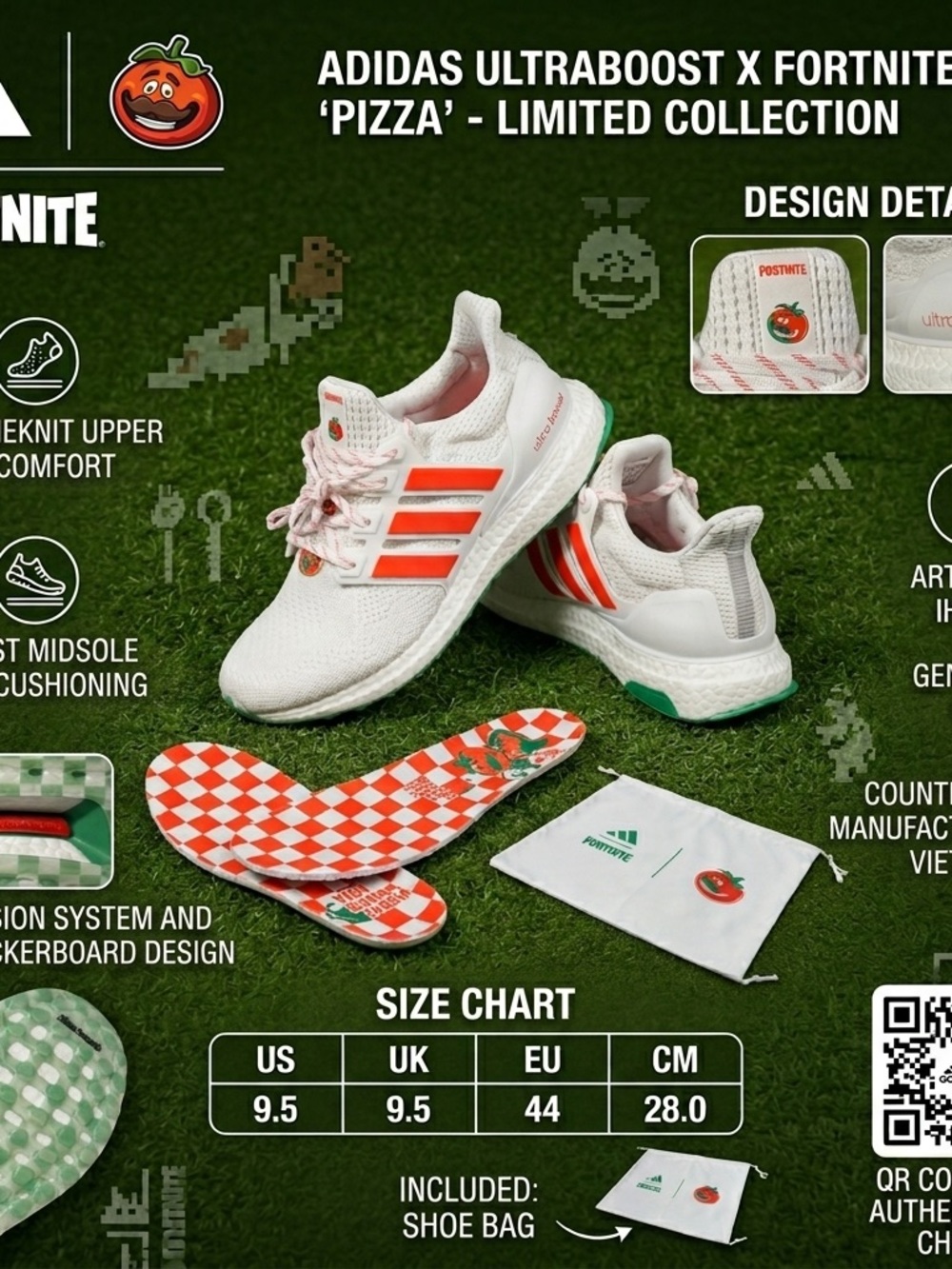 Brand New adidas Ultraboost x Fortnite 'Pizza' — Size 10 US (Limited Edition)